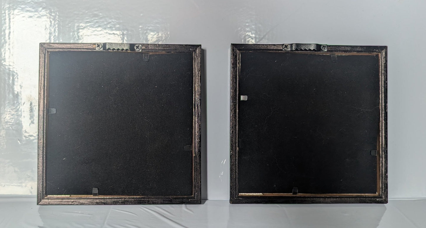 2 x Black & Silver 5½" Square Picture Frames. Wall Hanging Only Simple Gothic House Decor - Oh My Gothness
