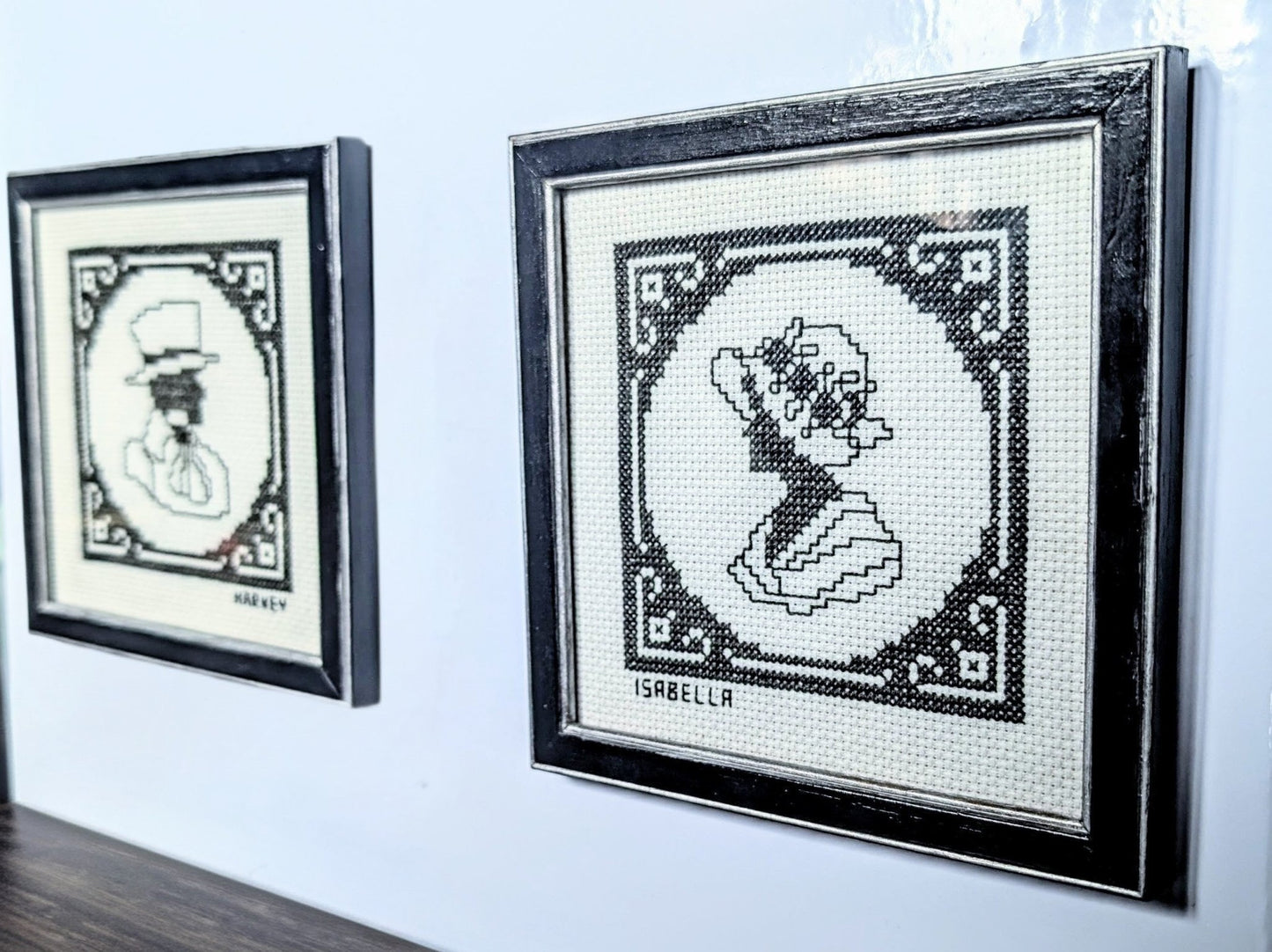 2 x Black & Silver 5½" Square Picture Frames. Wall Hanging Only Simple Gothic House Decor - Oh My Gothness
