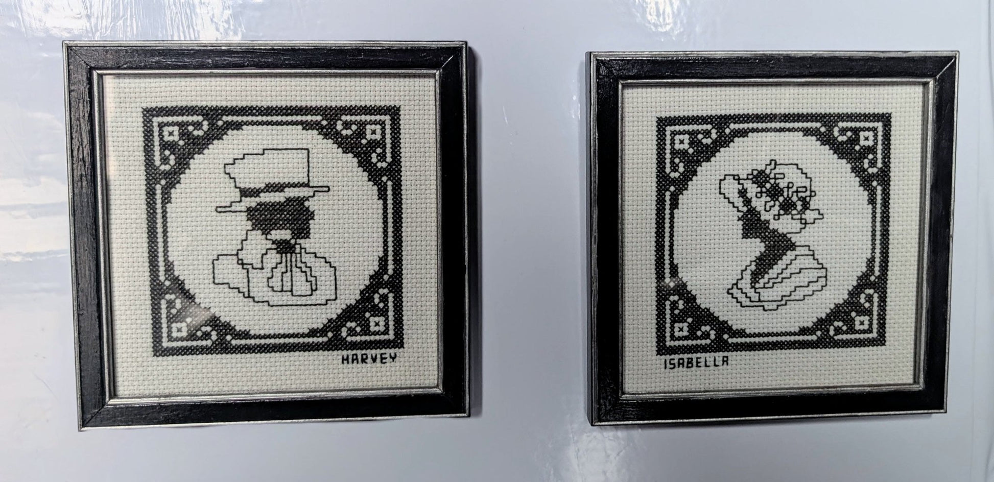 2 x Black & Silver 5½" Square Picture Frames. Wall Hanging Only Simple Gothic House Decor - Oh My Gothness