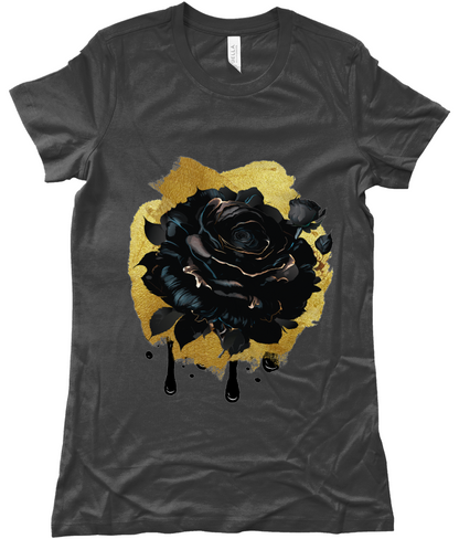 Black Rose and Gold Smudge Ladies T-shirt