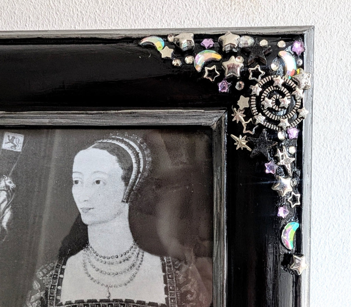 4 x 6" Portrait Freestanding Black and Silver Picture Frame - Moon and Stars Gothic Home Decor - Oh My Gothness