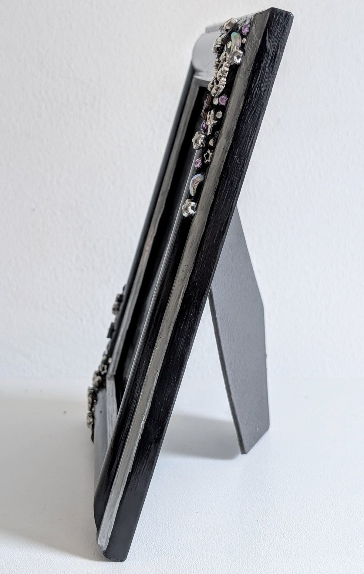 4 x 6" Portrait Freestanding Black and Silver Picture Frame - Moon and Stars Gothic Home Decor - Oh My Gothness