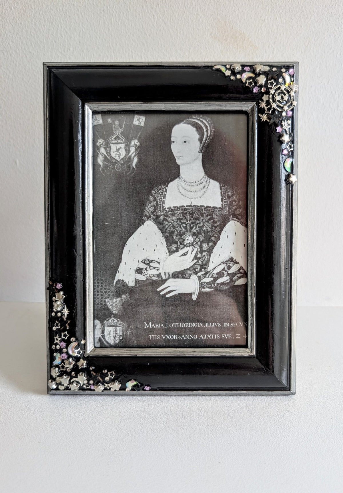 4 x 6" Portrait Freestanding Black and Silver Picture Frame - Moon and Stars Gothic Home Decor - Oh My Gothness