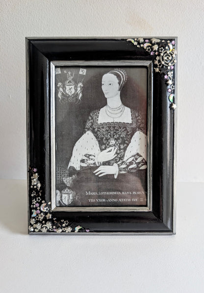 4 x 6" Portrait Freestanding Black and Silver Picture Frame - Moon and Stars Gothic Home Decor - Oh My Gothness