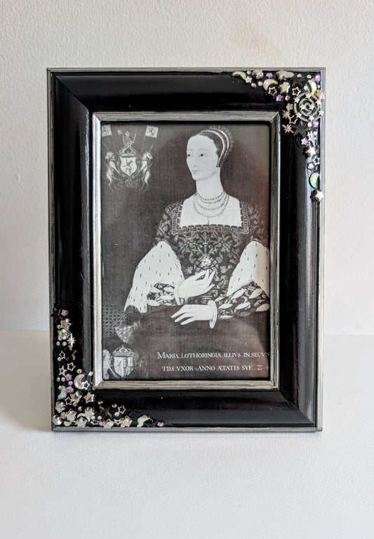 4 x 6" Portrait Freestanding Black and Silver Picture Frame - Moon and Stars Gothic Home Decor - Oh My Gothness