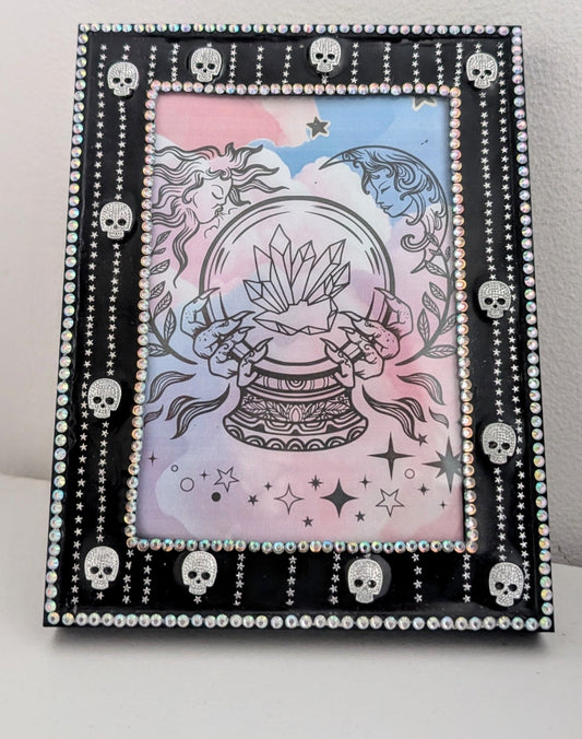 5 x 7" Picture frame, with Silver skulls + stars detailing. Gothic Modern Home Decor - Oh My Gothness