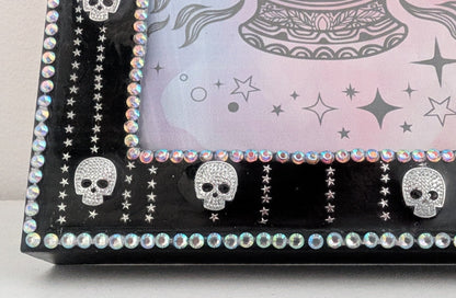 5 x 7" Picture frame, with Silver skulls + stars detailing. Gothic Modern Home Decor - Oh My Gothness