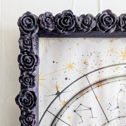 5 x 7" Portrait Wall Hanging Picture Frame. Purple Roses Romantic Gothic House Decor Gift - Oh My Gothness