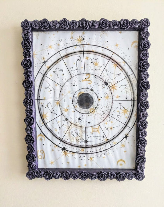 5 x 7" Portrait Wall Hanging Picture Frame. Purple Roses Romantic Gothic House Decor Gift - Oh My Gothness