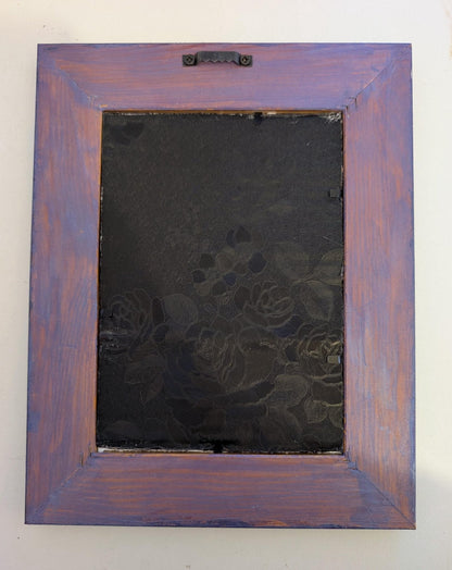 5 x 7 wall hanging portrait chunky wooden, metallic sheen purple, silver and diamante picture photo frame funky home decor ooak unique gift - Oh My Gothness