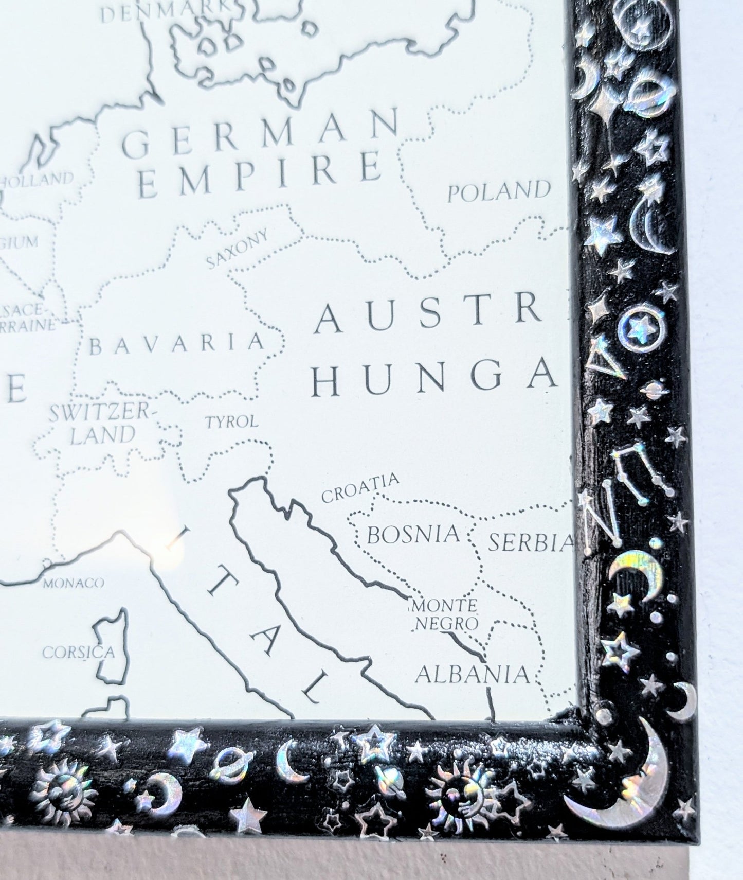 5.5 x 5.5" Square wall hanging Black and Holographic Silver Cosmic Picture Frame. Home Decor Gift - Oh My Gothness