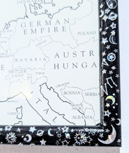 5.5 x 5.5" Square wall hanging Black and Holographic Silver Cosmic Picture Frame. Home Decor Gift - Oh My Gothness