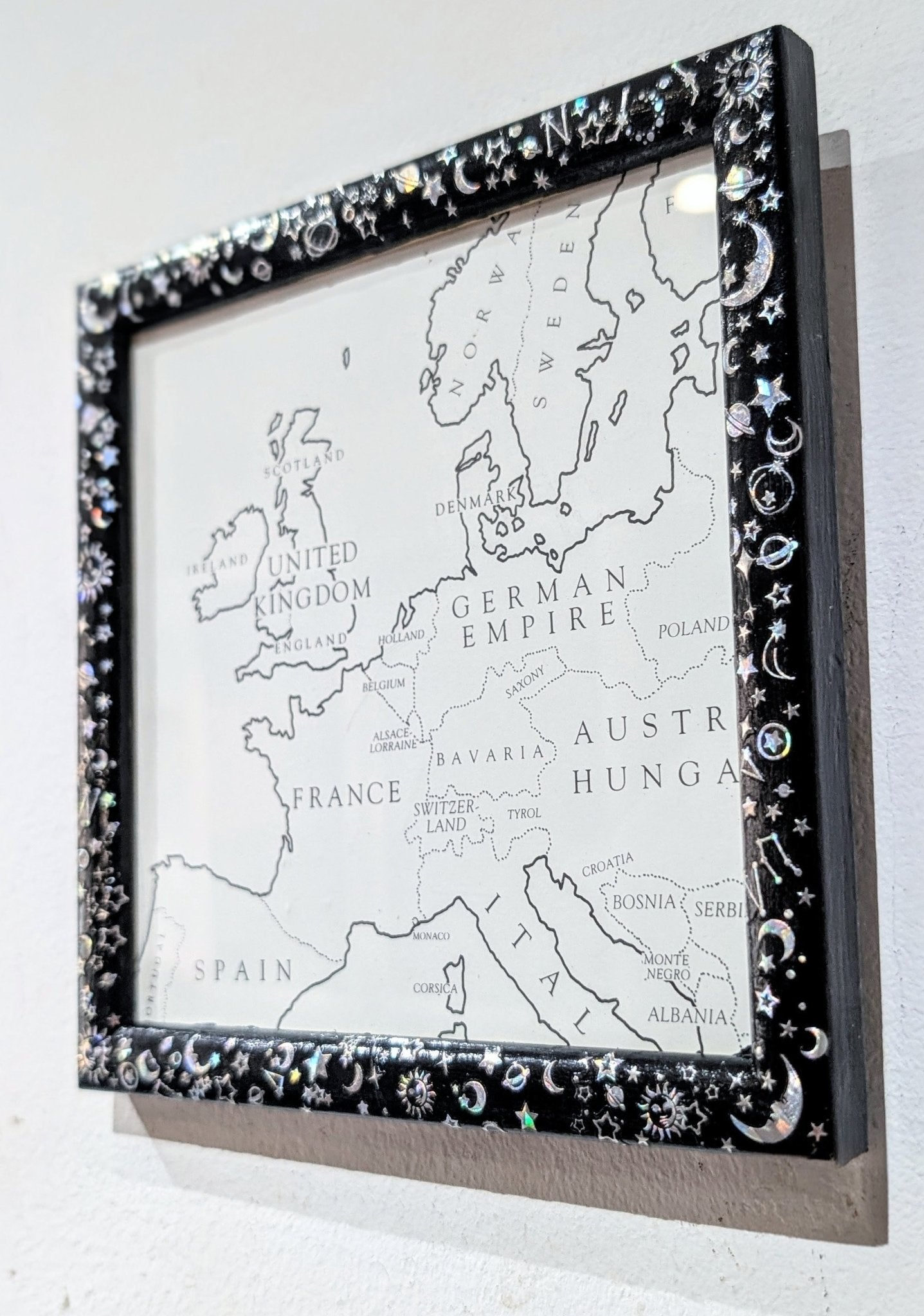 5.5 x 5.5" Square wall hanging Black and Holographic Silver Cosmic Picture Frame. Home Decor Gift - Oh My Gothness