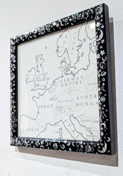5.5 x 5.5" Square wall hanging Black and Holographic Silver Cosmic Picture Frame. Home Decor Gift - Oh My Gothness
