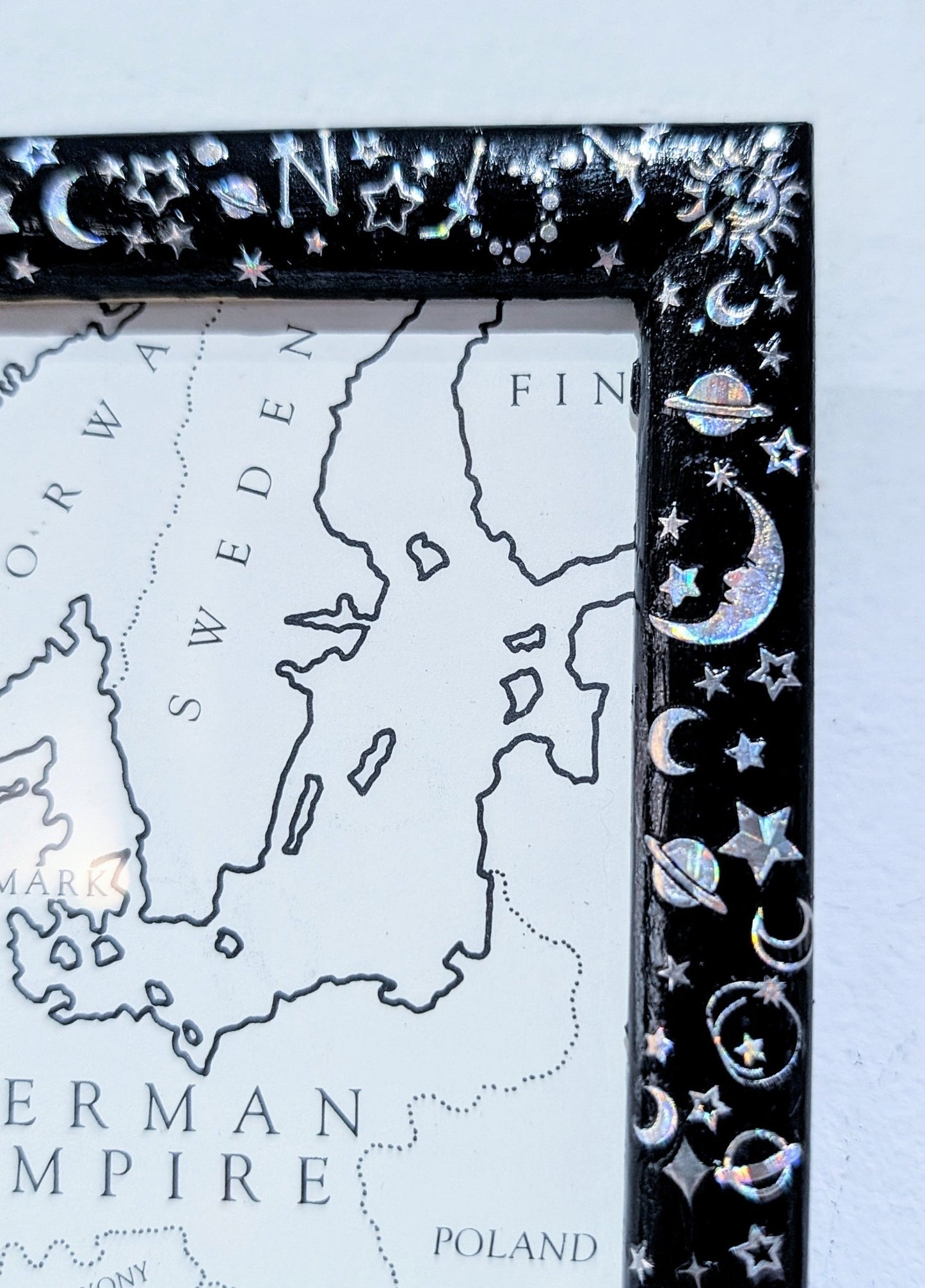 5.5 x 5.5" Square wall hanging Black and Holographic Silver Cosmic Picture Frame. Home Decor Gift - Oh My Gothness