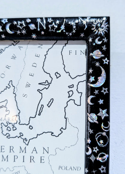 5.5 x 5.5" Square wall hanging Black and Holographic Silver Cosmic Picture Frame. Home Decor Gift - Oh My Gothness