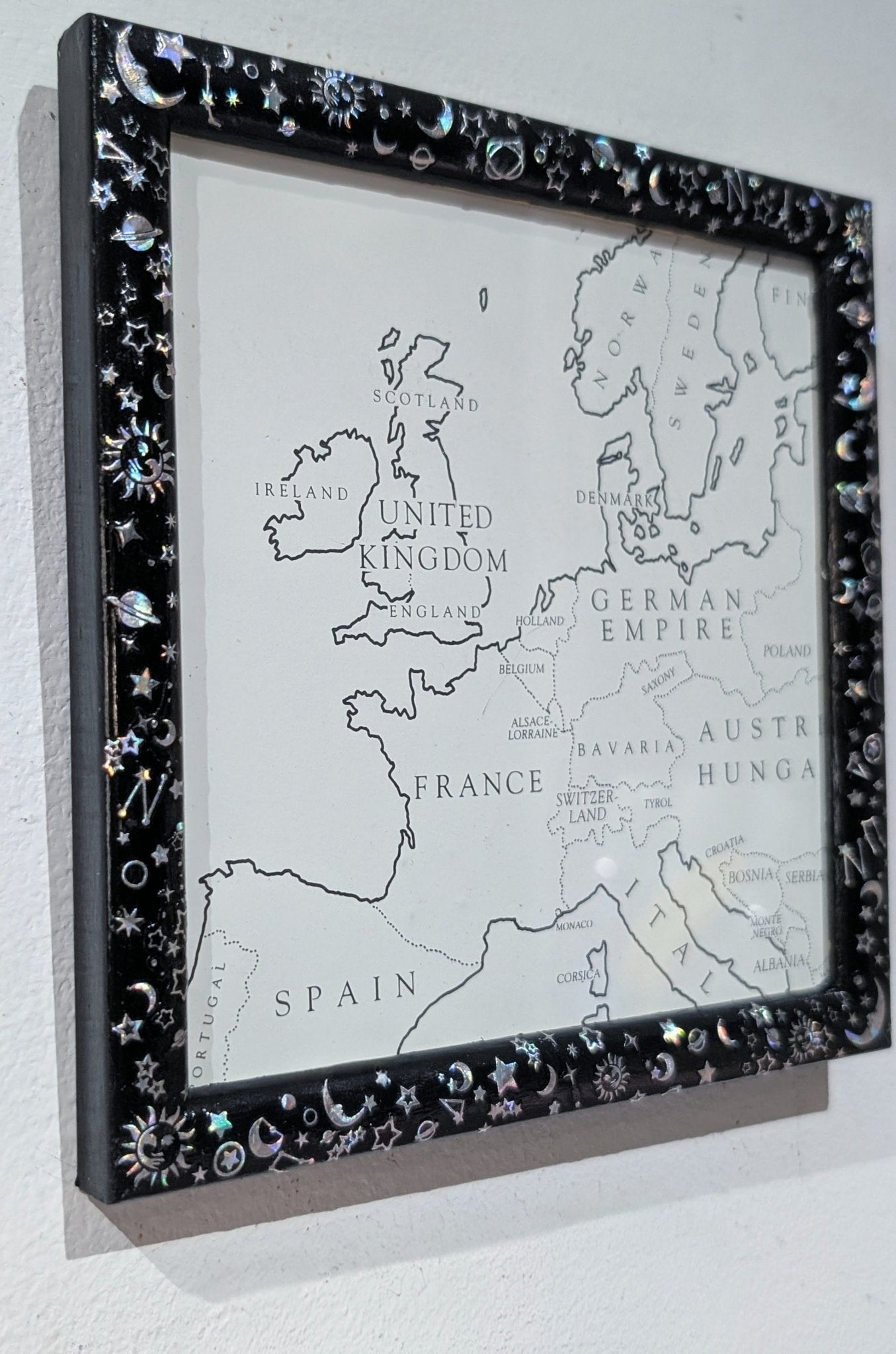 5.5 x 5.5" Square wall hanging Black and Holographic Silver Cosmic Picture Frame. Home Decor Gift - Oh My Gothness