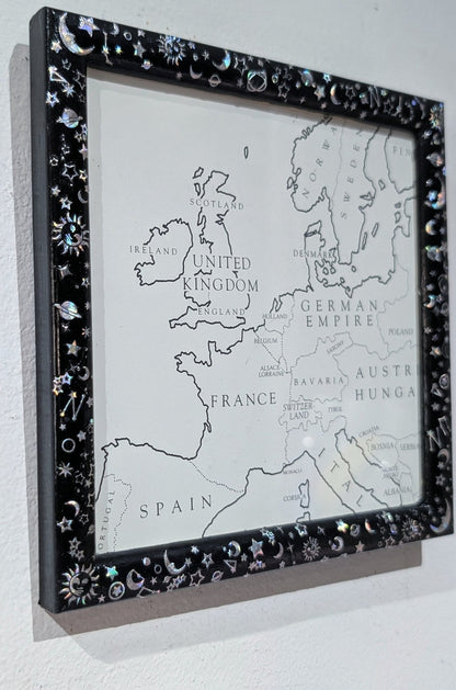 5.5 x 5.5" Square wall hanging Black and Holographic Silver Cosmic Picture Frame. Home Decor Gift - Oh My Gothness