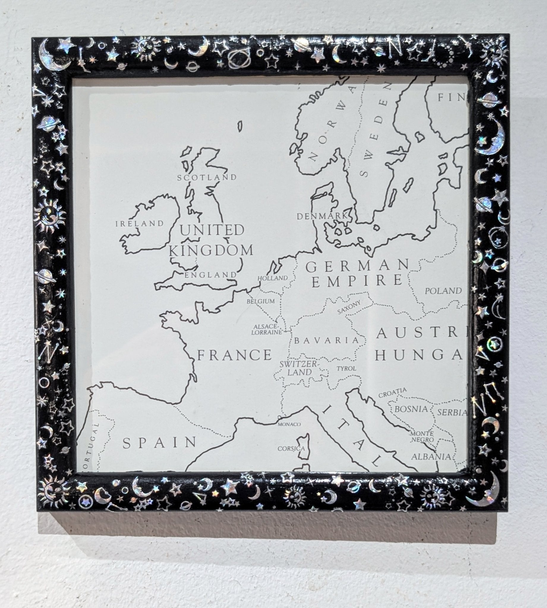 5.5 x 5.5" Square wall hanging Black and Holographic Silver Cosmic Picture Frame. Home Decor Gift - Oh My Gothness
