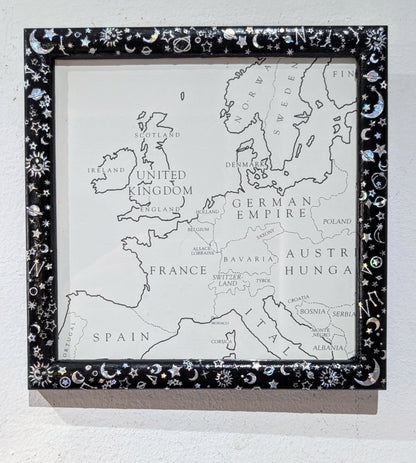 5.5 x 5.5" Square wall hanging Black and Holographic Silver Cosmic Picture Frame. Home Decor Gift - Oh My Gothness