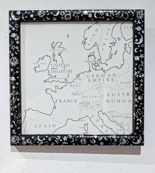 5.5 x 5.5" Square wall hanging Black and Holographic Silver Cosmic Picture Frame. Home Decor Gift - Oh My Gothness