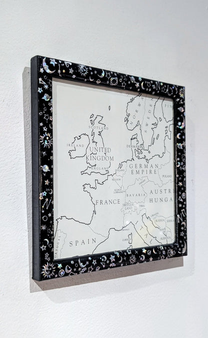 5.5 x 5.5" Square wall hanging Black and Holographic Silver Cosmic Picture Frame. Home Decor Gift - Oh My Gothness