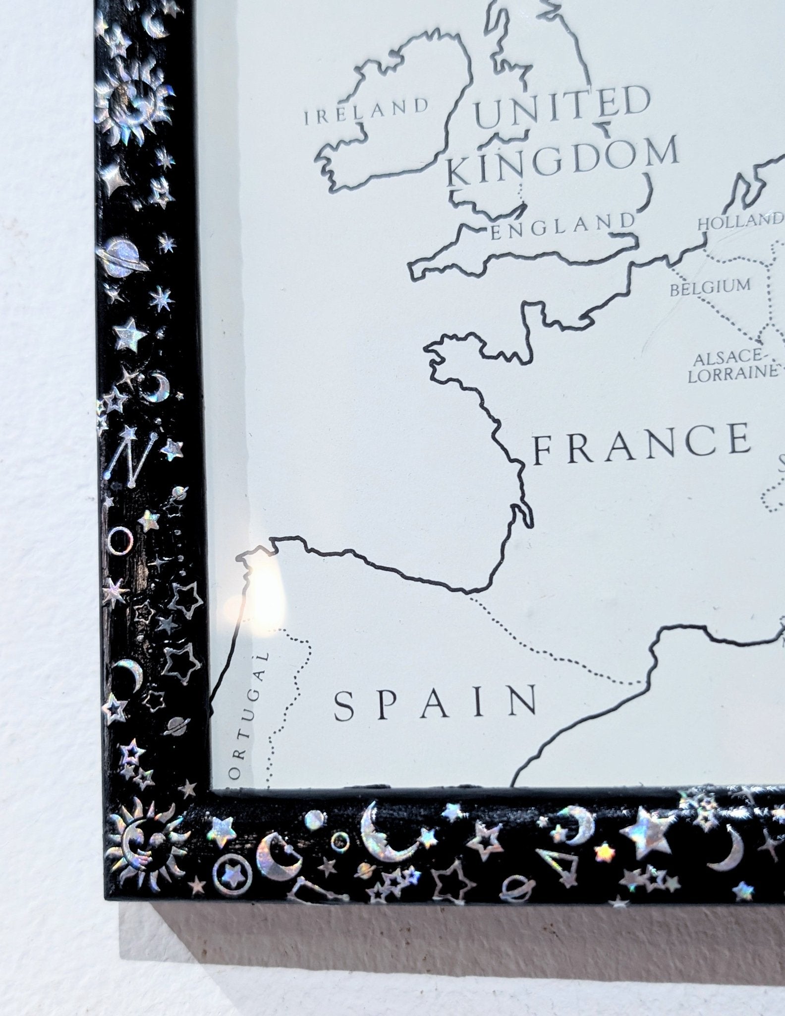 5.5 x 5.5" Square wall hanging Black and Holographic Silver Cosmic Picture Frame. Home Decor Gift - Oh My Gothness