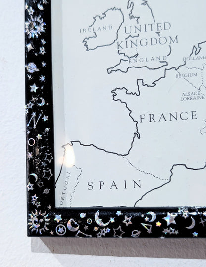 5.5 x 5.5" Square wall hanging Black and Holographic Silver Cosmic Picture Frame. Home Decor Gift - Oh My Gothness