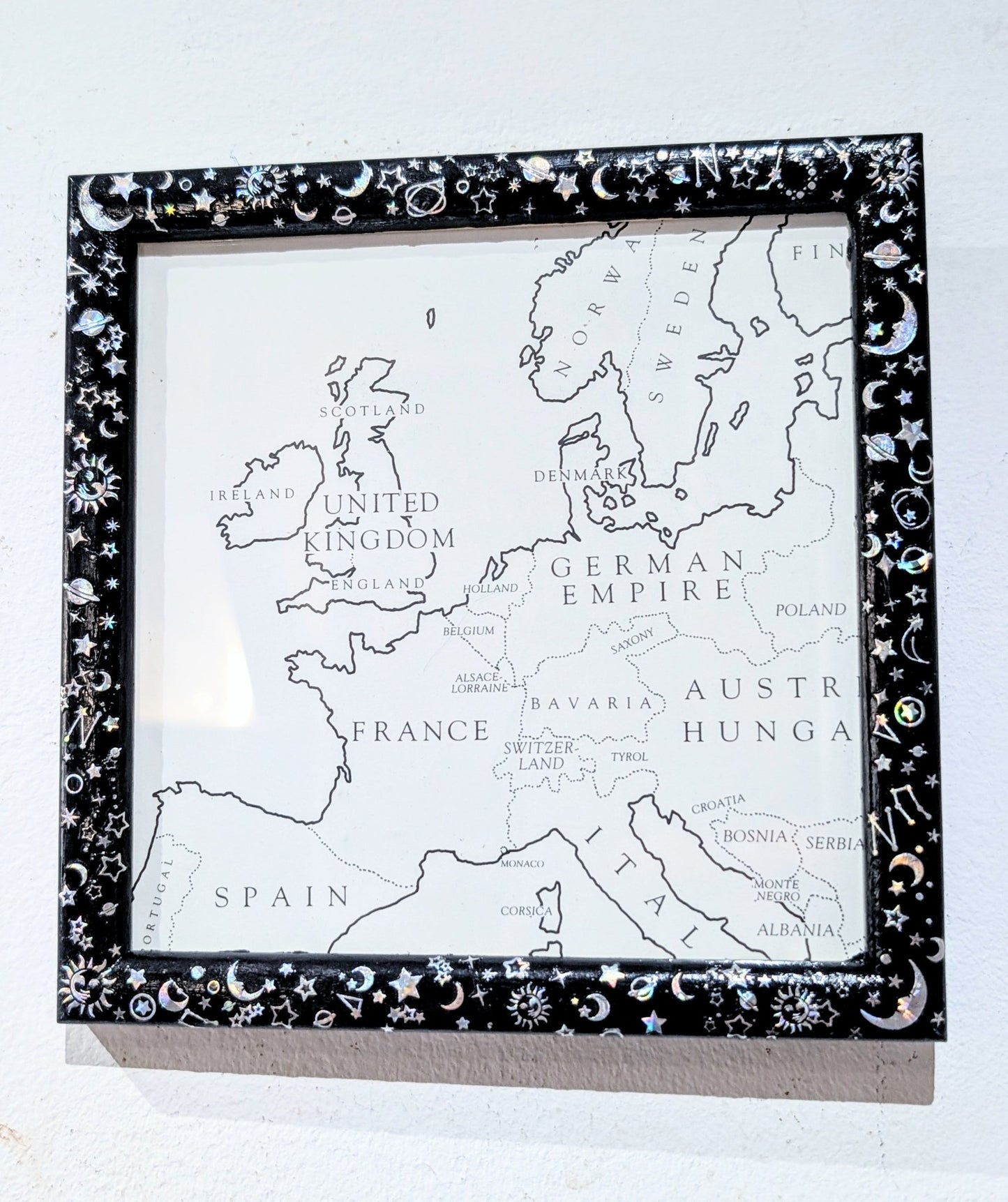 5.5 x 5.5" Square wall hanging Black and Holographic Silver Cosmic Picture Frame. Home Decor Gift - Oh My Gothness