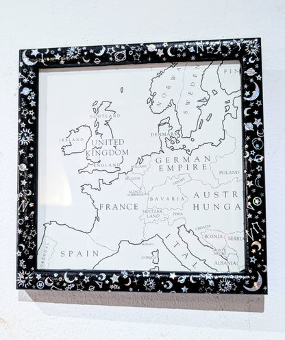 5.5 x 5.5" Square wall hanging Black and Holographic Silver Cosmic Picture Frame. Home Decor Gift - Oh My Gothness