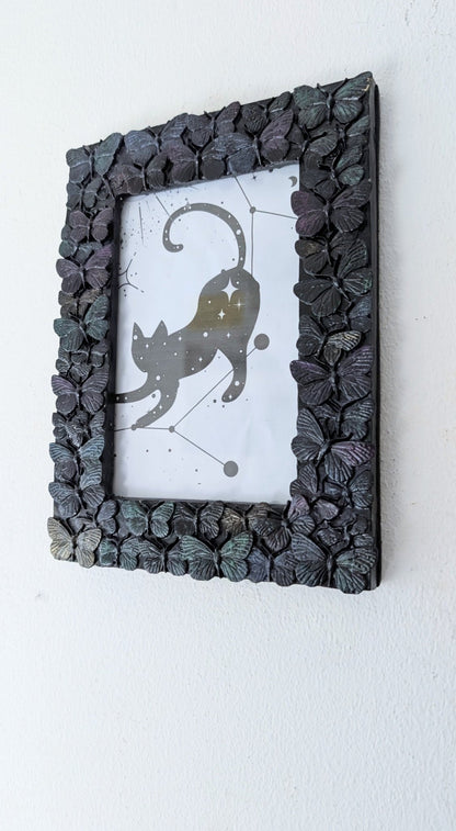 6 x 4" Black Butterflies Picture Frame Metalic Purple, Gold, Green, Gothic Home Decor - Oh My Gothness