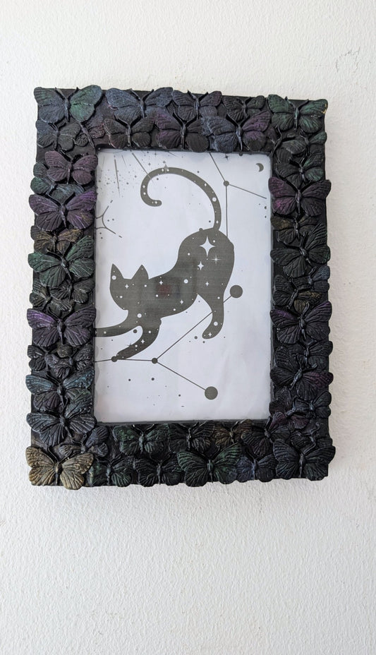 6 x 4" Black Butterflies Picture Frame Metalic Purple, Gold, Green, Gothic Home Decor - Oh My Gothness