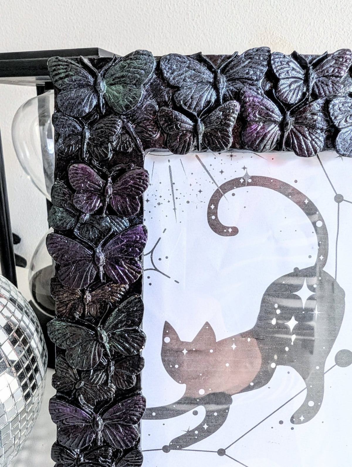 6 x 4" Black Butterflies Picture Frame Metalic Purple, Gold, Green, Gothic Home Decor - Oh My Gothness