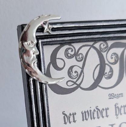 6 x 4" Picture frame. Crescent Moon Embellished in Black and Silver. Keepsake Gothic Home Decor - Oh My Gothness