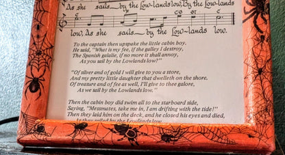 6 x 4" Wood Halloween Inspired Portrait Photo Picture Frame. Pumpkin Orange, with Spiders and Cobwebs. Freestanding. Cute Gothic Gift - Oh My Gothness
