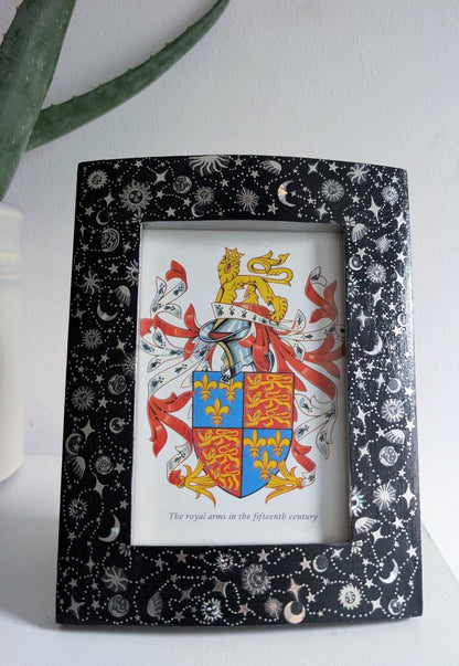 6 x 4" Wooden Picture Frame Wall Hanging and Freestanding Dark Blue and Silver Celestial Home Decor Gift - Oh My Gothness