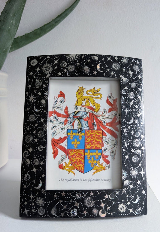 6 x 4" Wooden Picture Frame Wall Hanging and Freestanding Dark Blue and Silver Celestial Home Decor Gift - Oh My Gothness