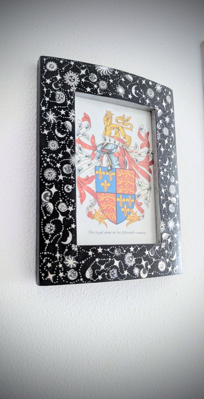 6 x 4" Wooden Picture Frame Wall Hanging and Freestanding Dark Blue and Silver Celestial Home Decor Gift - Oh My Gothness