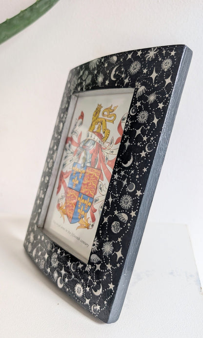 6 x 4" Wooden Picture Frame Wall Hanging and Freestanding Dark Blue and Silver Celestial Home Decor Gift - Oh My Gothness