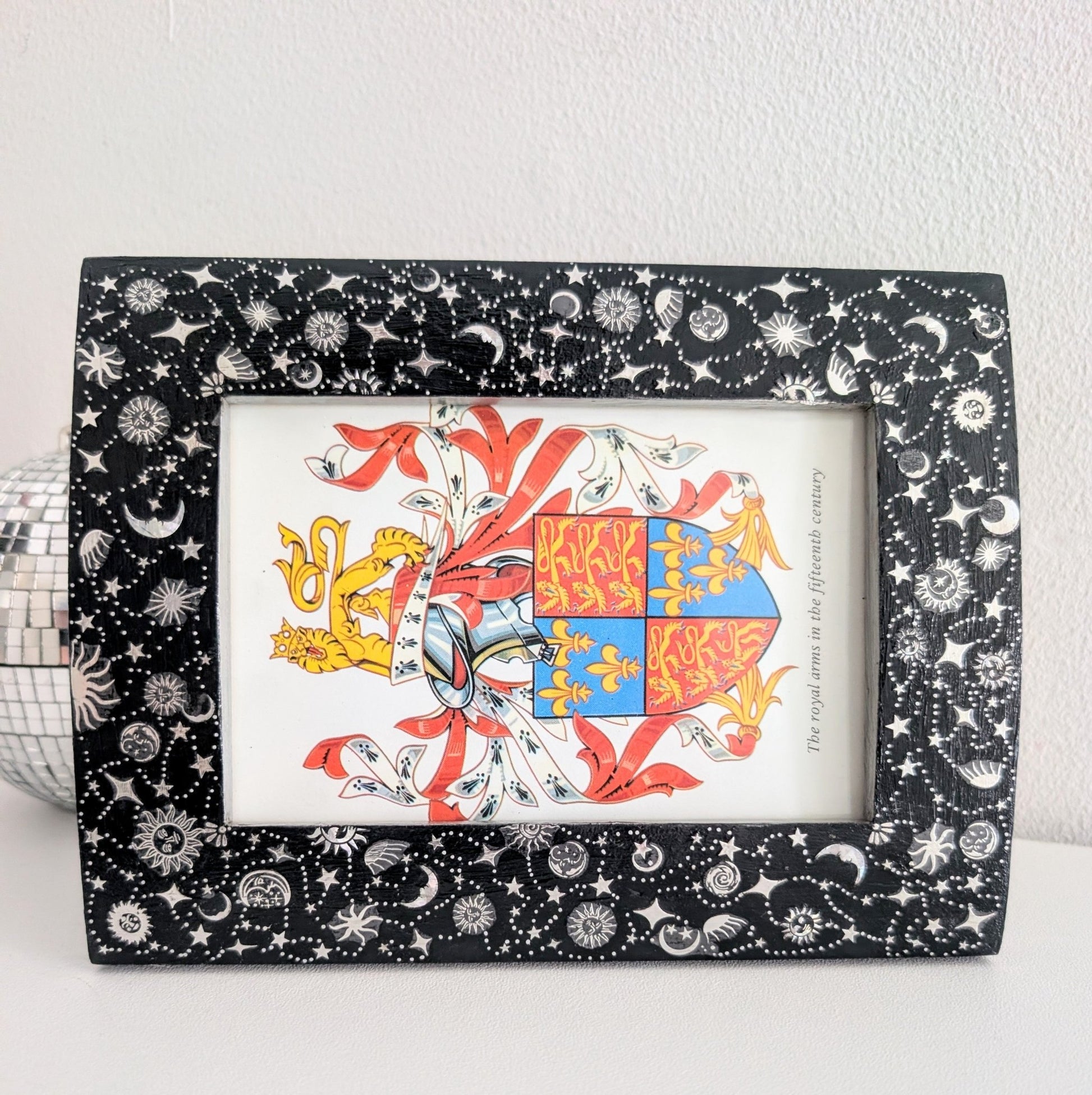 6 x 4" Wooden Picture Frame Wall Hanging and Freestanding Dark Blue and Silver Celestial Home Decor Gift - Oh My Gothness
