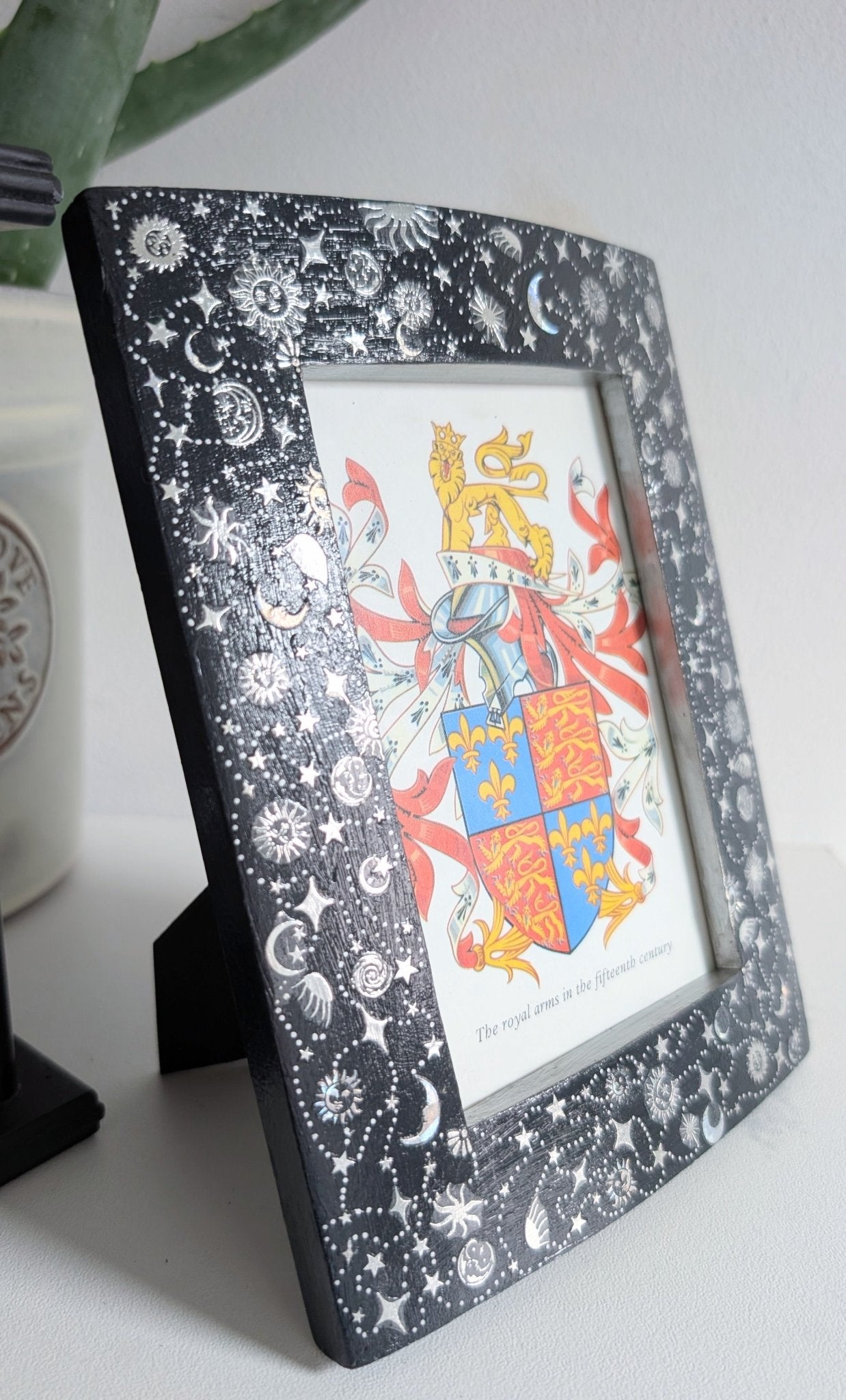 6 x 4" Wooden Picture Frame Wall Hanging and Freestanding Dark Blue and Silver Celestial Home Decor Gift - Oh My Gothness