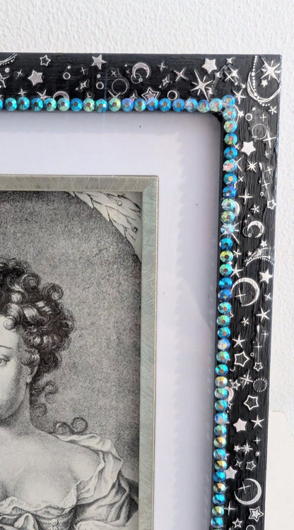 6 x 8" / 4 x 6" Freestanding Picture Frame Hand Painted Blue and Silver Celestial Home Decor - Oh My Gothness