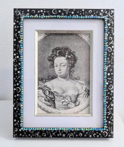 6 x 8" / 4 x 6" Freestanding Picture Frame Hand Painted Blue and Silver Celestial Home Decor - Oh My Gothness