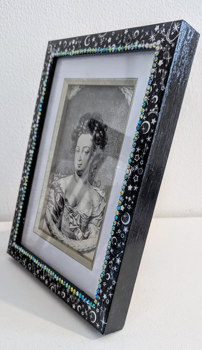 6 x 8" / 4 x 6" Freestanding Picture Frame Hand Painted Blue and Silver Celestial Home Decor - Oh My Gothness