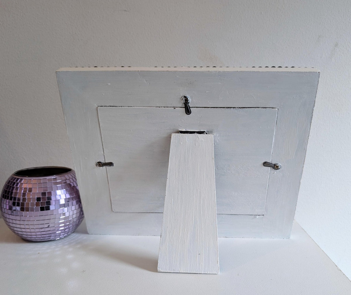 7 x 5" free standing photo frame. Painted white with black gems spiders. Creepy spiders arachnid fan unusual home gift couples housewarming - Oh My Gothness