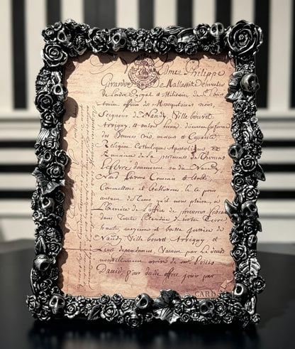 7 x 5" Portrait Picture Frame Freestanding / Wall Hanging. Black Silver -Gothic Home decor - Oh My Gothness