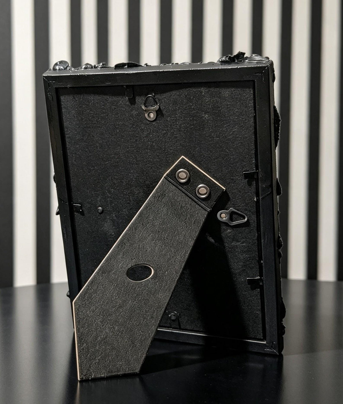 7 x 5" Portrait Picture Frame Freestanding / Wall Hanging. Black Silver -Gothic Home decor - Oh My Gothness