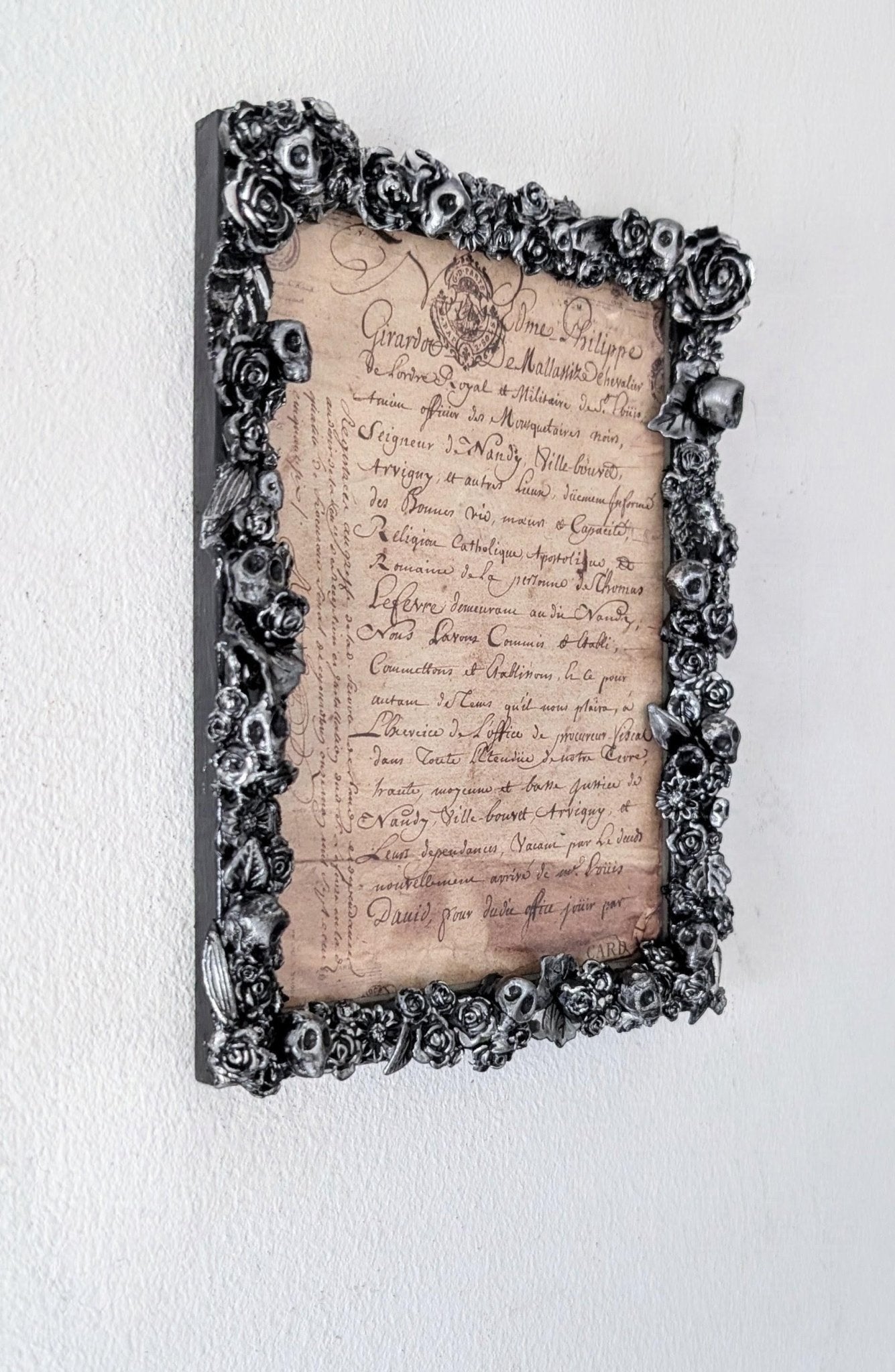 7 x 5" Portrait Picture Frame Freestanding / Wall Hanging. Black Silver -Gothic Home decor - Oh My Gothness