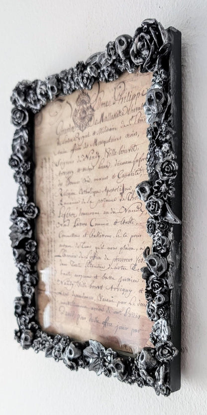 7 x 5" Portrait Picture Frame Freestanding / Wall Hanging. Black Silver -Gothic Home decor - Oh My Gothness