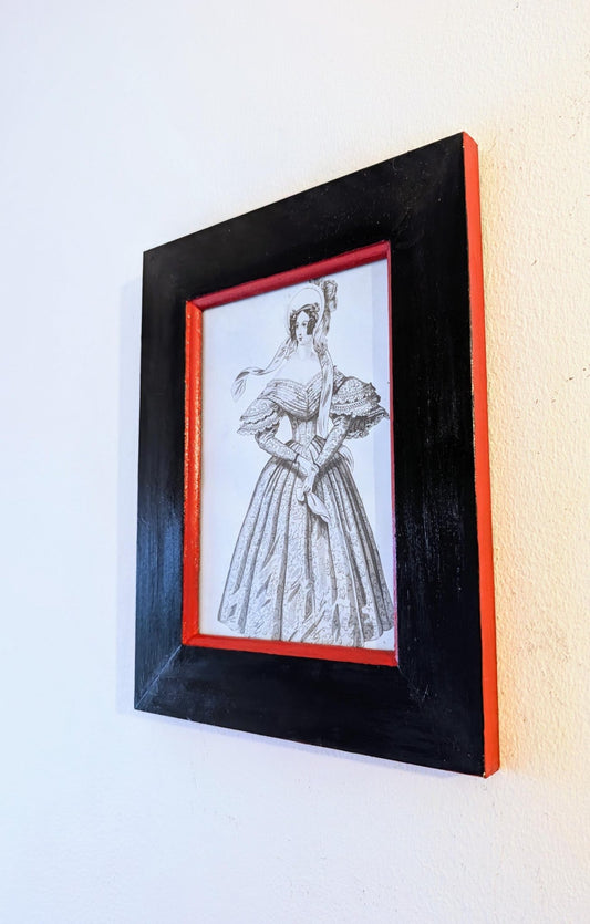 7 x5" wall hanging solid wooden hand painted photo picture frame. Simple Black and red house home decor gothic horror couple gift present - Oh My Gothness